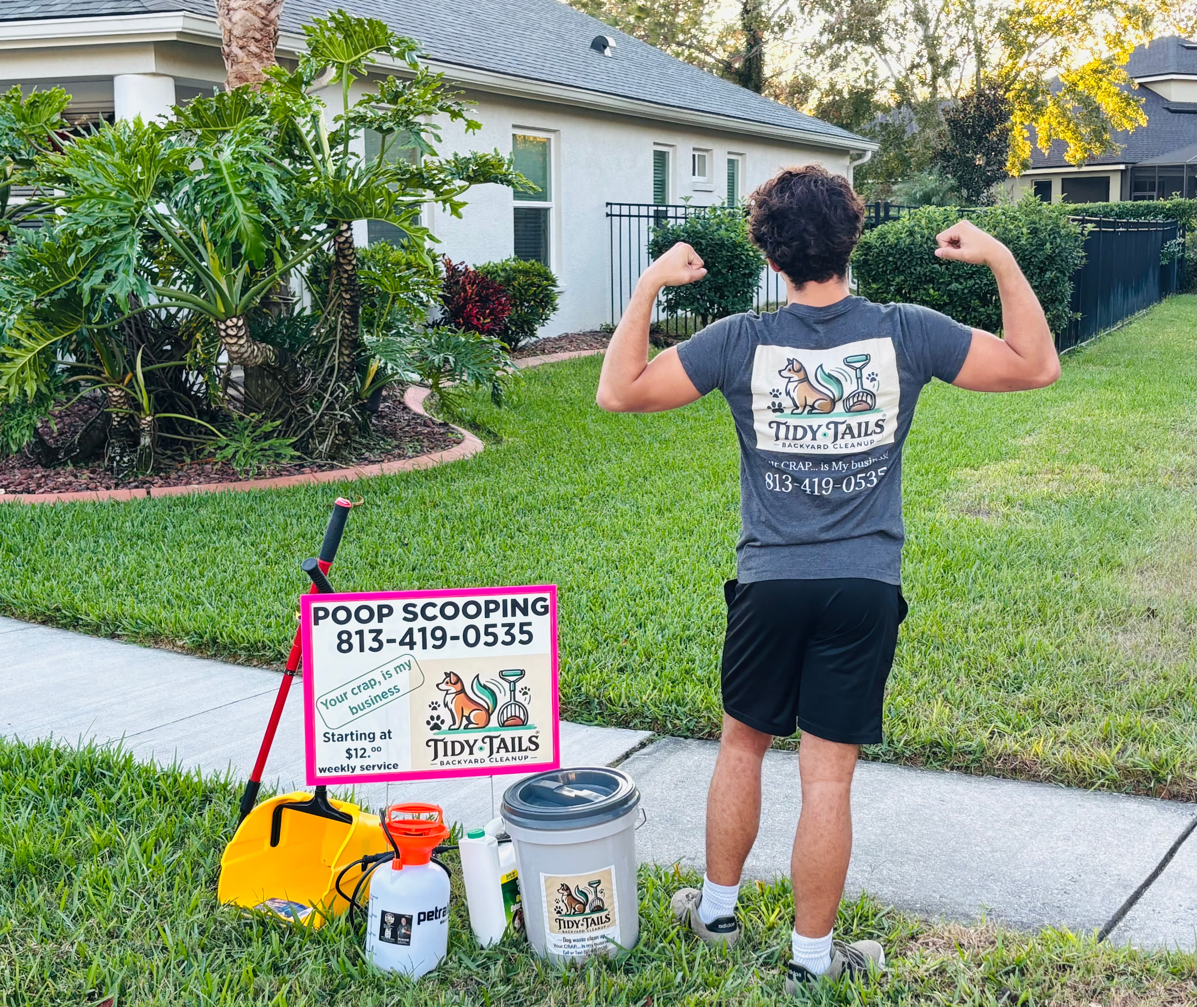 Ben from Tidy Tails ready for yard cleanup work in FishHawk FL
